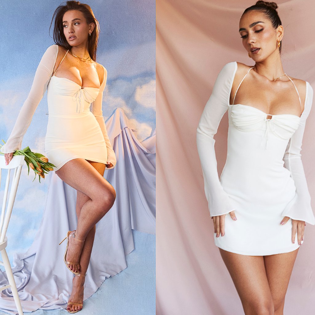 house of cb babydoll dress ivory House Of Cb Dresses | New House Of Cb Babydoll Georgette Halter Minidress | Color: White | Size: S